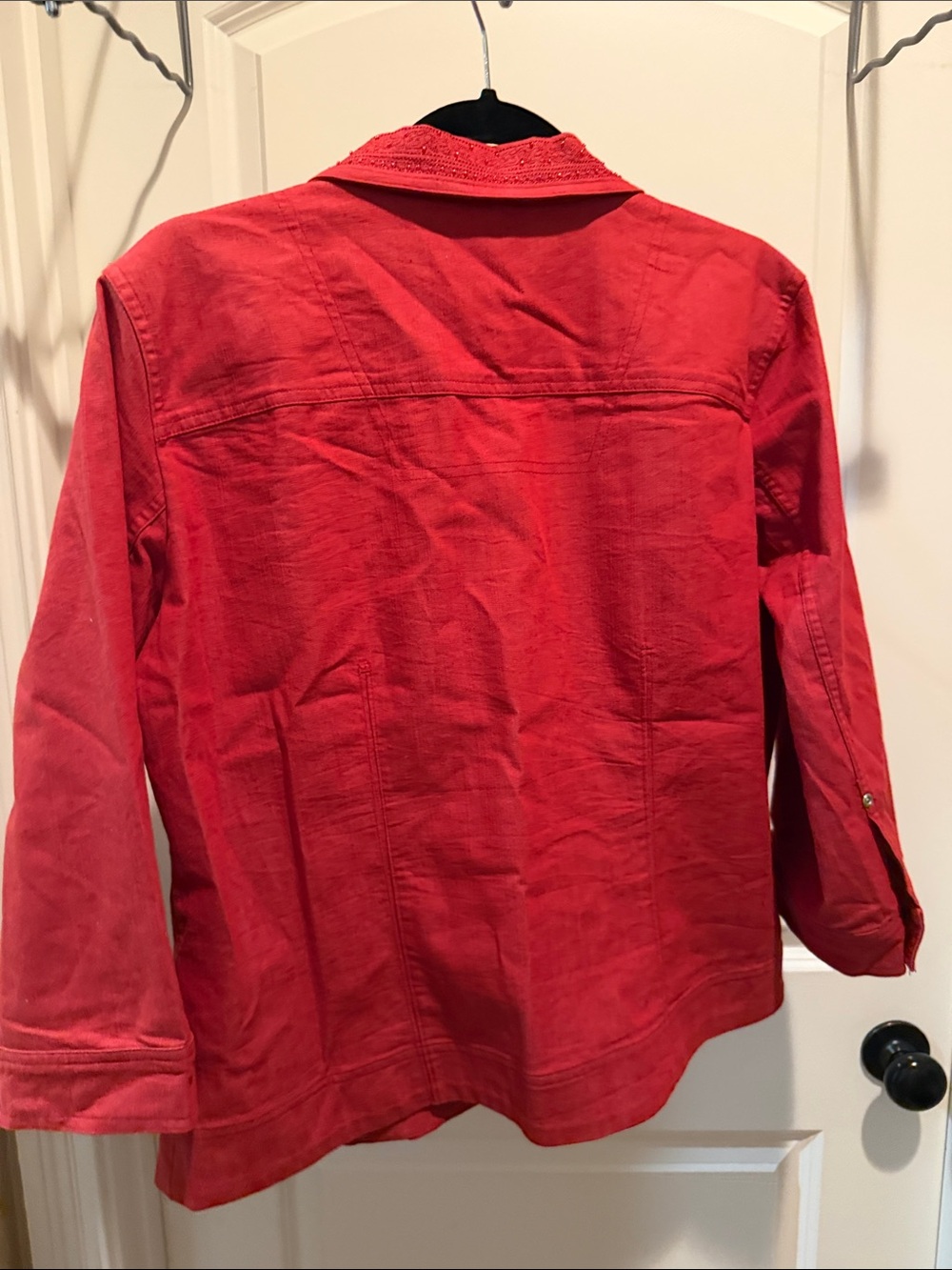 Christopher & Banks Red Button-Front Jean Jacket - Picture 6 of 7